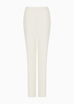 White Emporio Armani Technical-cady Cigarette Trousers | EA-SN56808