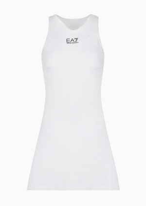 White Emporio Armani Tennis Pro Dress In Ventus7 Technical Fabric | EA7-SN59511