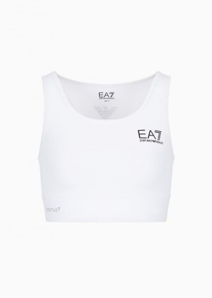 White Emporio Armani Tennis Pro Sports Bra In Ventus7 Technical Fabric | EA7-SN59664