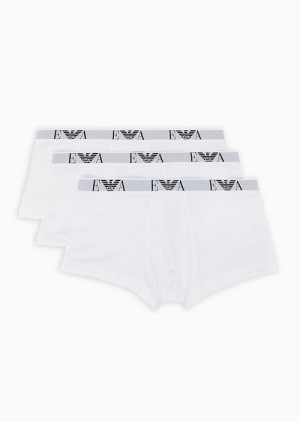 White Emporio Armani Three-pack Of Boxer Briefs With Essential Monogram Logo | EA-SN58809