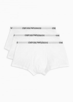 White Emporio Armani Three-pack Of Pure Cotton Basic Boxer Briefs | EA-SN58806