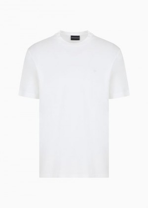 White Emporio Armani Travel Essentials Lyocell-blend Jersey T-shirt | EA-SN58688