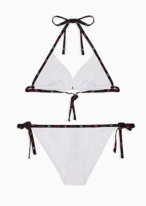 White Emporio Armani Triangle Bikini With Asv Logo | EA7-SN59601