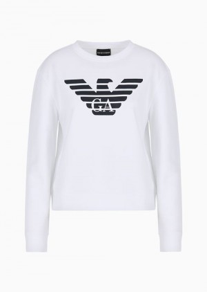 White Logo Emporio Armani Armani Sustainability Values Organic Jersey Sweatshirt With Logo | EA-SN56999