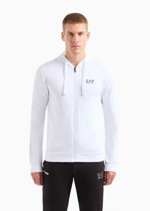 White Logo Emporio Armani Core Identity Hooded Sweatshirt | EA7-SN59992