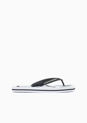 White Logo Emporio Armani Rubber Flip-flops With Logo | EA7-SN60067