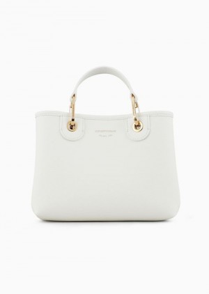 White Logo Emporio Armani Small Myea Shopper Bag With Deer Print | EA-SN57302