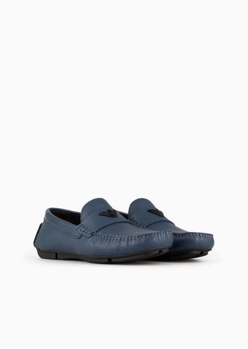 Avio Emporio Armani Tumbled-leather Driving Shoes | EA-SN58870