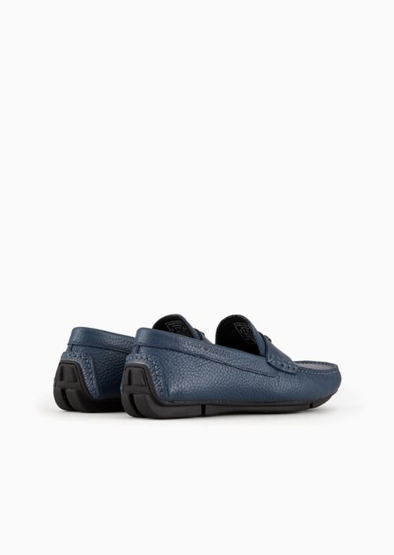 Avio Emporio Armani Tumbled-leather Driving Shoes | EA-SN58870