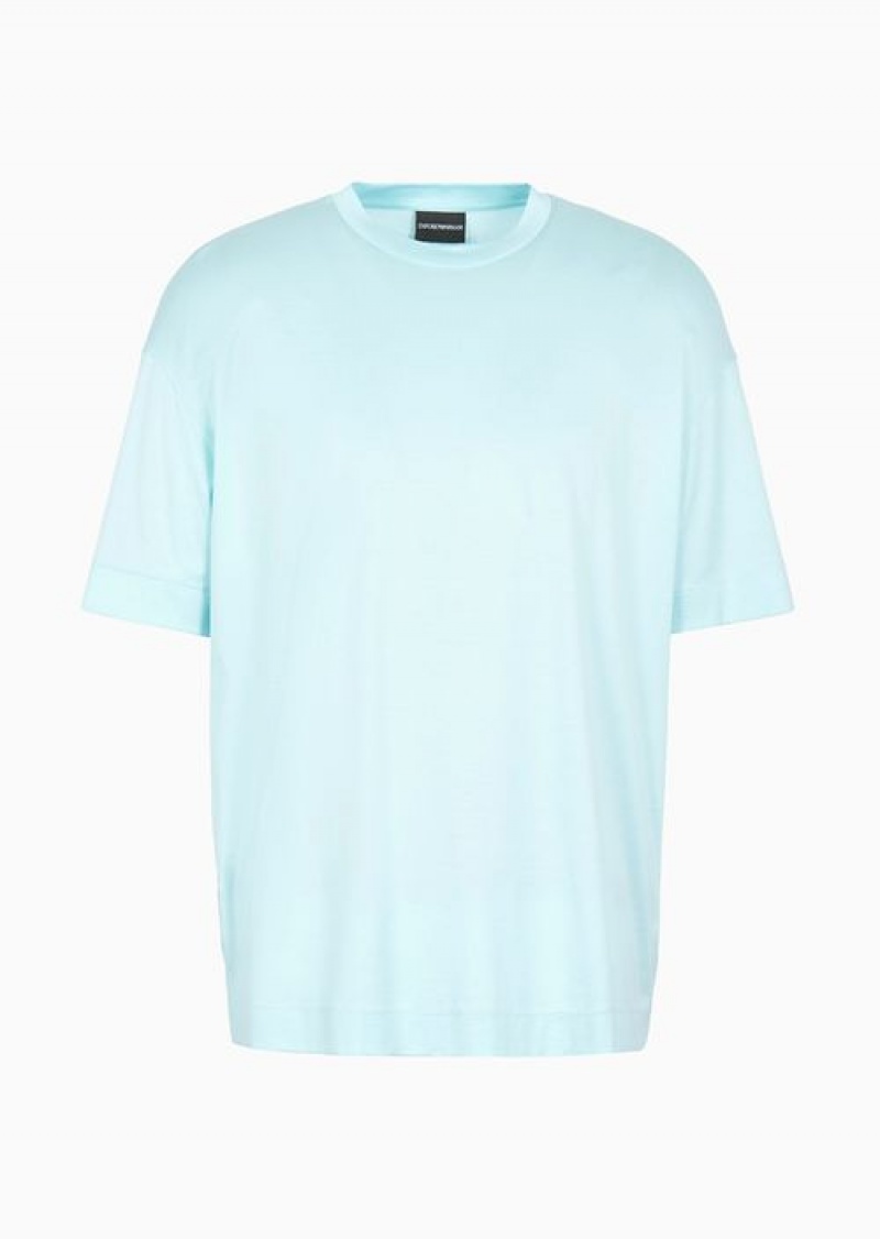 Azure Emporio Armani Asv Loose-fit T-shirt In A Lyocell Jersey Blend | EA-SN58654