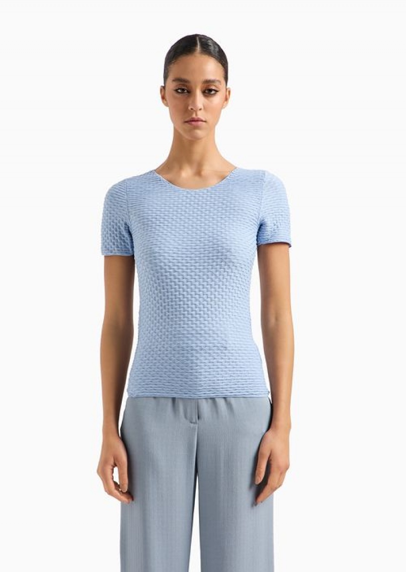 Azure Emporio Armani Asv Short-sleeved Jumper | EA-SN56976