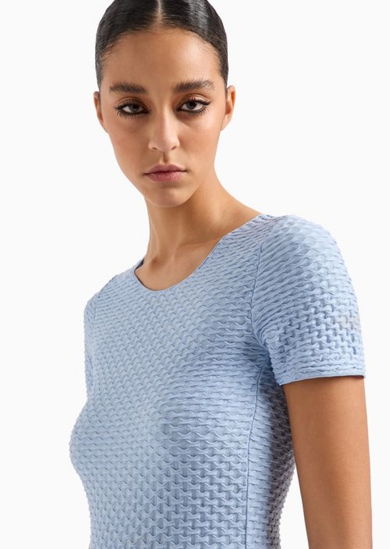 Azure Emporio Armani Asv Short-sleeved Jumper | EA-SN56976