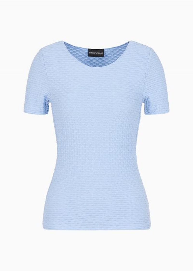 Azure Emporio Armani Asv Short-sleeved Jumper | EA-SN56976