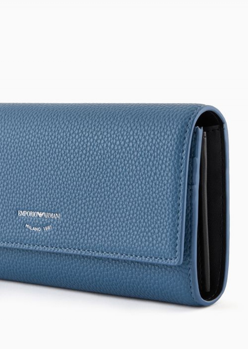 Azure Emporio Armani Deer-print Myea Wallet With Flap | EA-SN57603