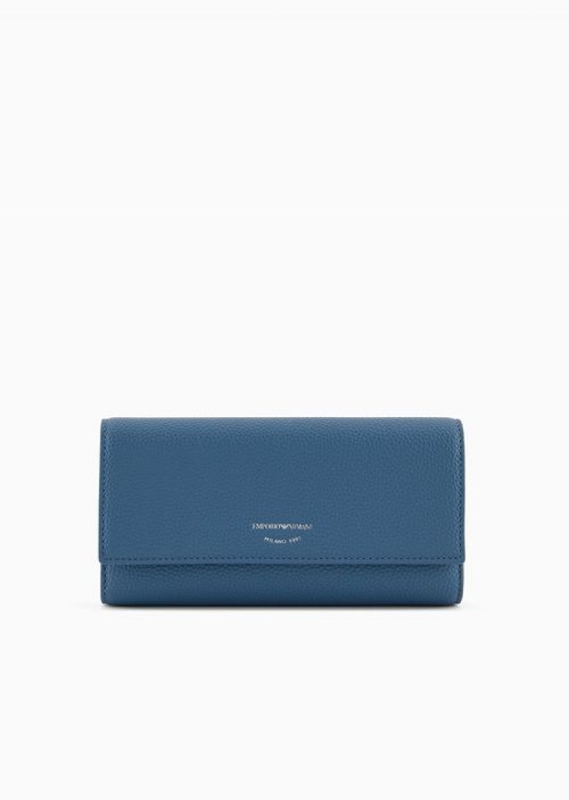 Azure Emporio Armani Deer-print Myea Wallet With Flap | EA-SN57603