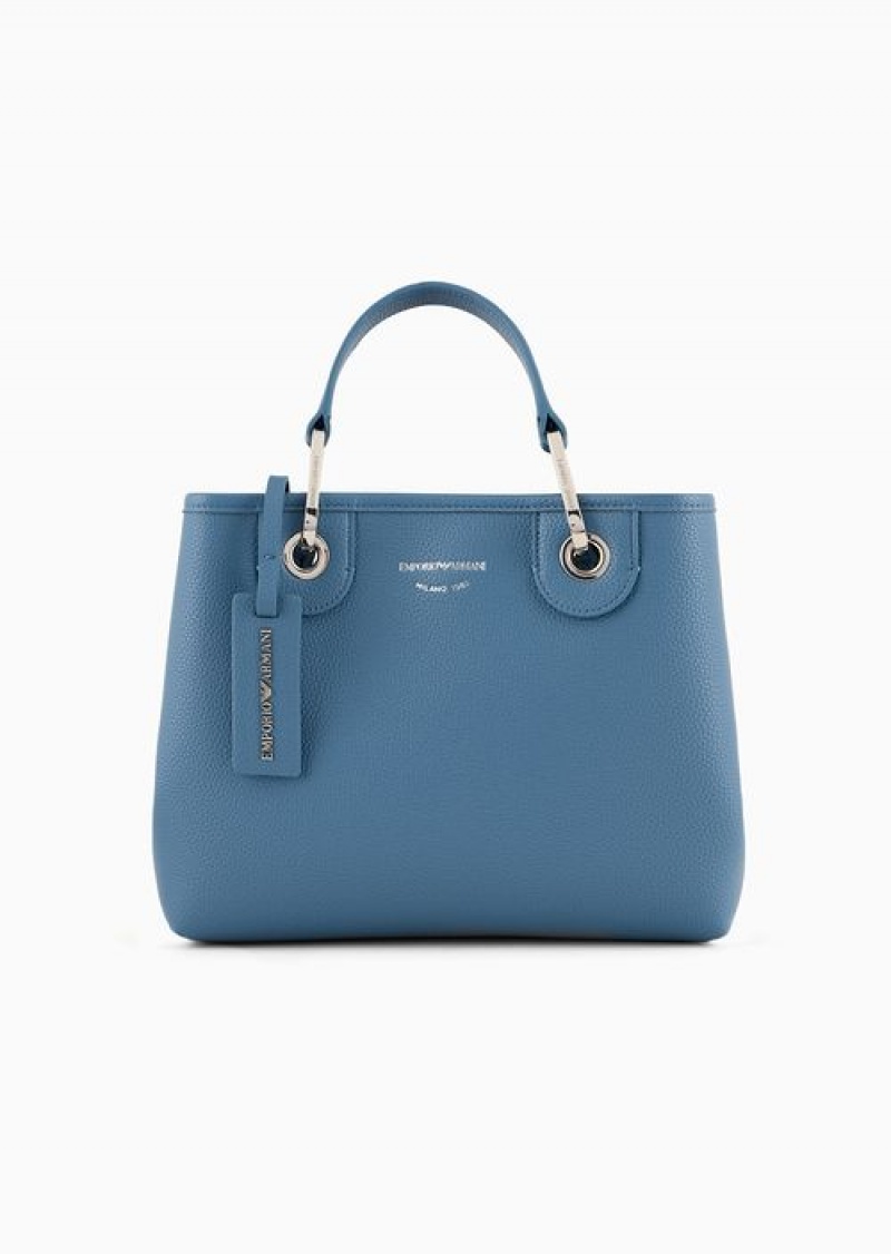 Azure Emporio Armani Small Myea Shopper Bag With Deer Print | EA-SN57300