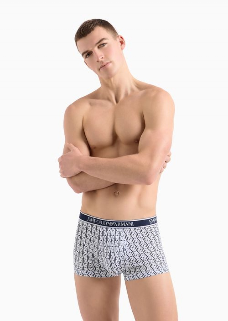 Azure Emporio Armani Three-pack Of Boxer Briefs With Core Logo Waistband | EA-SN58798