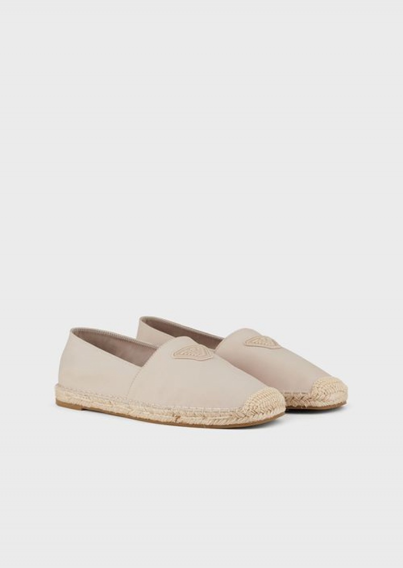 Beige Emporio Armani Canvas Espadrilles With Eagle Patch | EA-SN58899