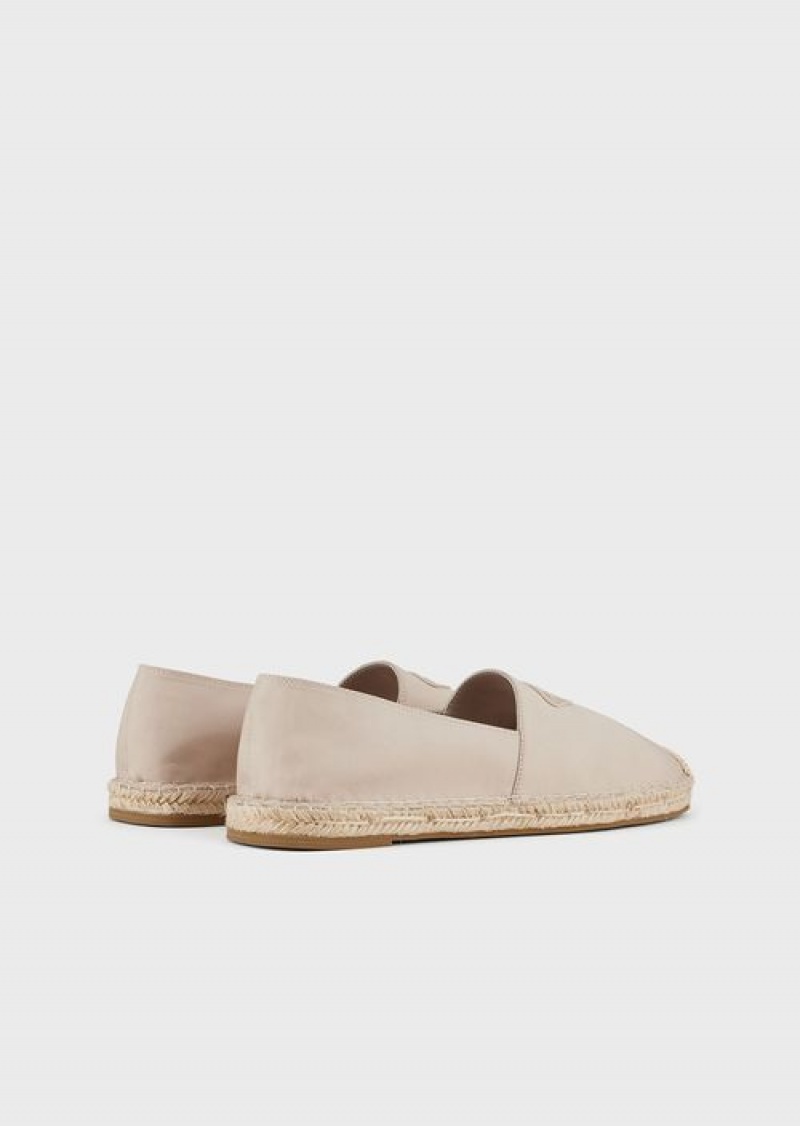 Beige Emporio Armani Canvas Espadrilles With Eagle Patch | EA-SN58899