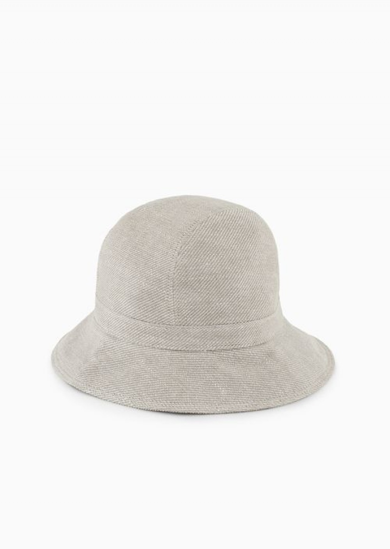 Beige Emporio Armani Icon Linen-blend Cloche Hat | EA-SN57479