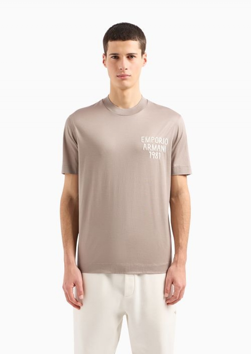 Beige Emporio Armani Regular Fit T-shirts | EA-SN58750