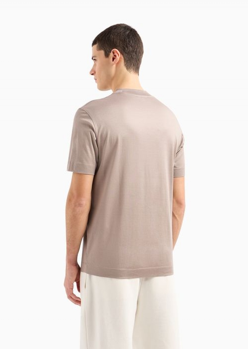 Beige Emporio Armani Regular Fit T-shirts | EA-SN58750