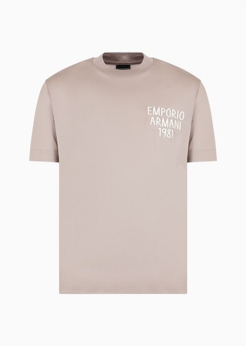 Beige Emporio Armani Regular Fit T-shirts | EA-SN58750