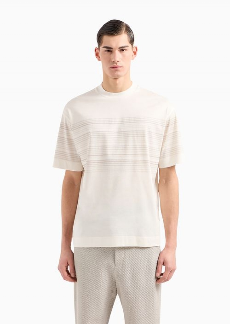 Beige Emporio Armani Relaxed Fit T-shirts | EA-SN58754