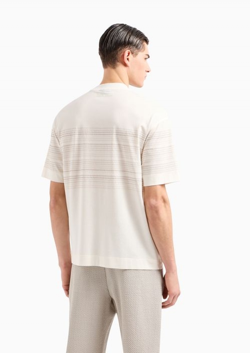 Beige Emporio Armani Relaxed Fit T-shirts | EA-SN58754