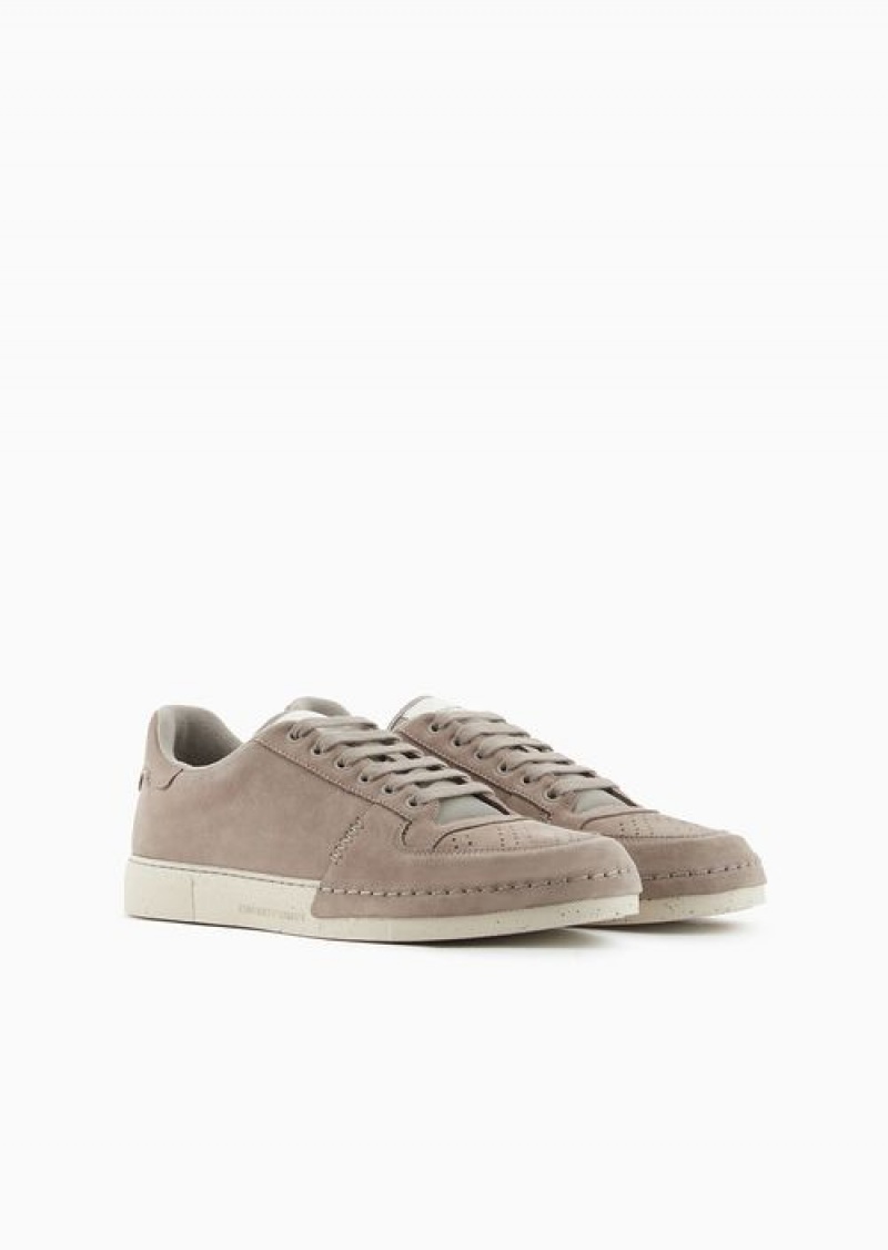 Beige Emporio Armani Suede Sneakers | EA-SN58915