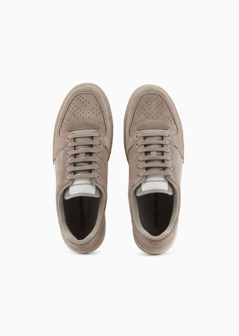 Beige Emporio Armani Suede Sneakers | EA-SN58915