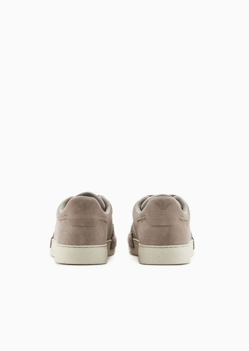 Beige Emporio Armani Suede Sneakers | EA-SN58915