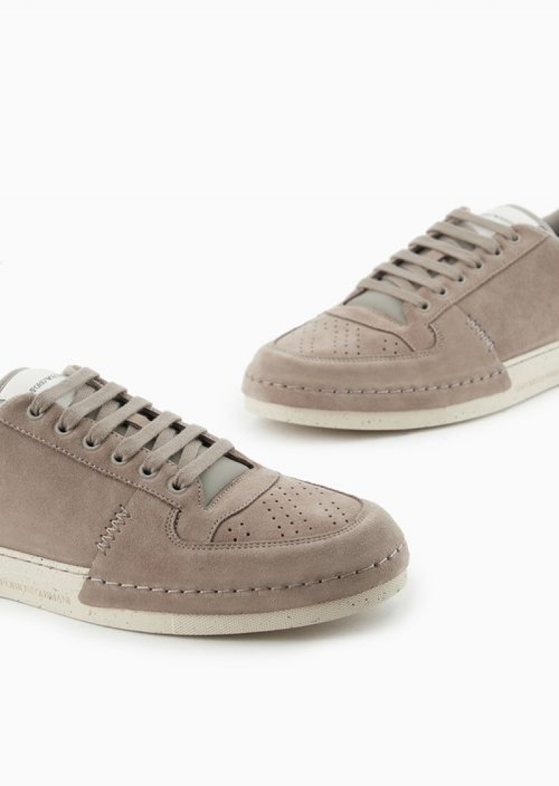 Beige Emporio Armani Suede Sneakers | EA-SN58915