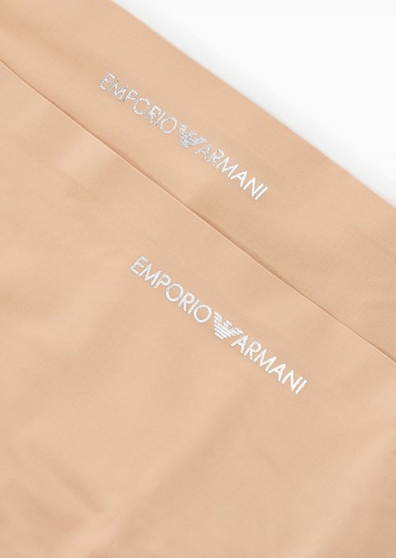 Beige Emporio Armani Two-pack Of Bonded Microfibre Brazilian Briefs | EA-SN56619