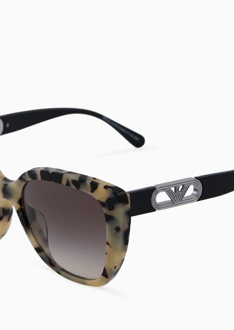 Beige Emporio Armani Women’s Butterfly-shaped Sunglasses | EA-SN57730