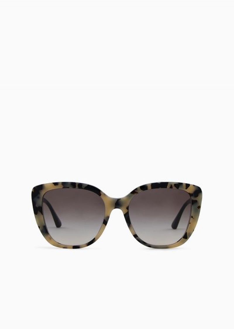 Beige Emporio Armani Women’s Butterfly-shaped Sunglasses | EA-SN57730