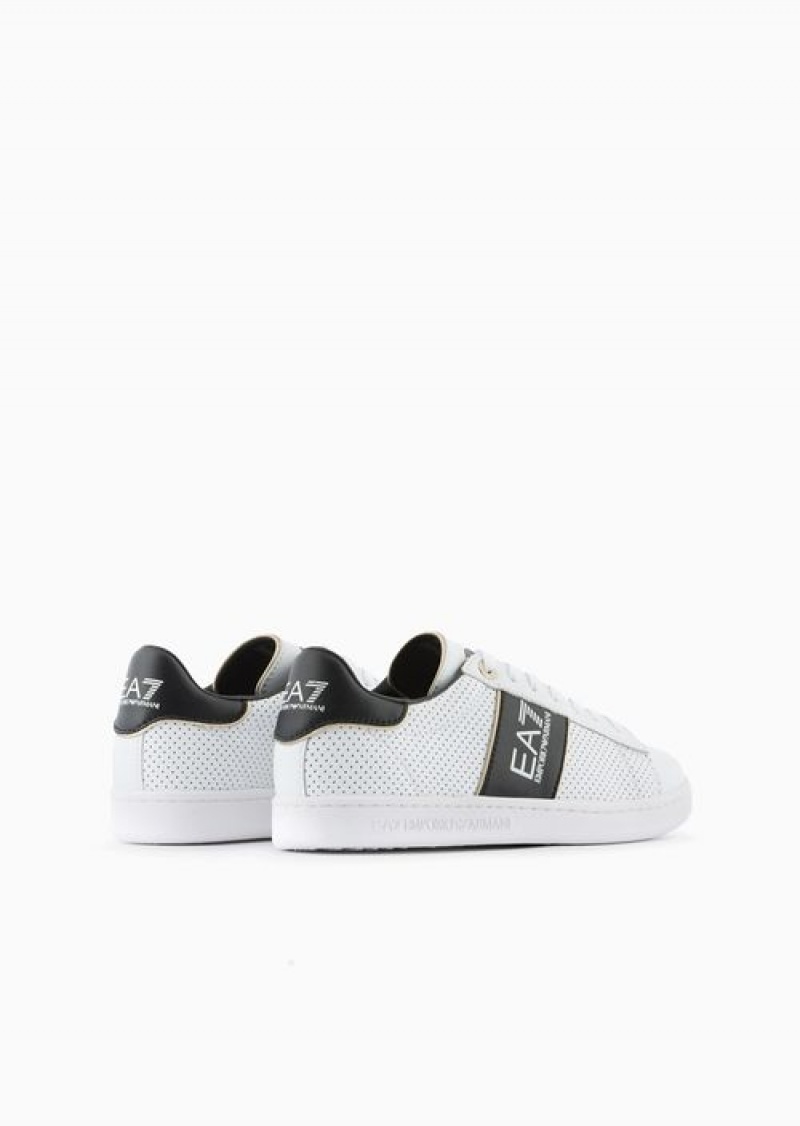 Bianco E Nero Emporio Armani Classic Performance Leather Sneakers | EA7-SN60078