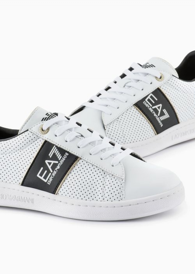 Bianco E Nero Emporio Armani Classic Performance Leather Sneakers | EA7-SN60078