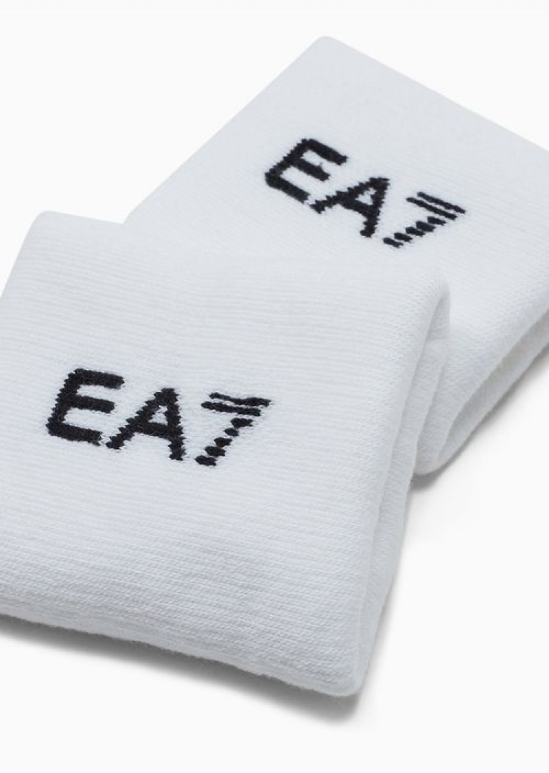 Bianco E Nero Emporio Armani Tennis Pro Terrycloth Wristbands | EA7-SN59713