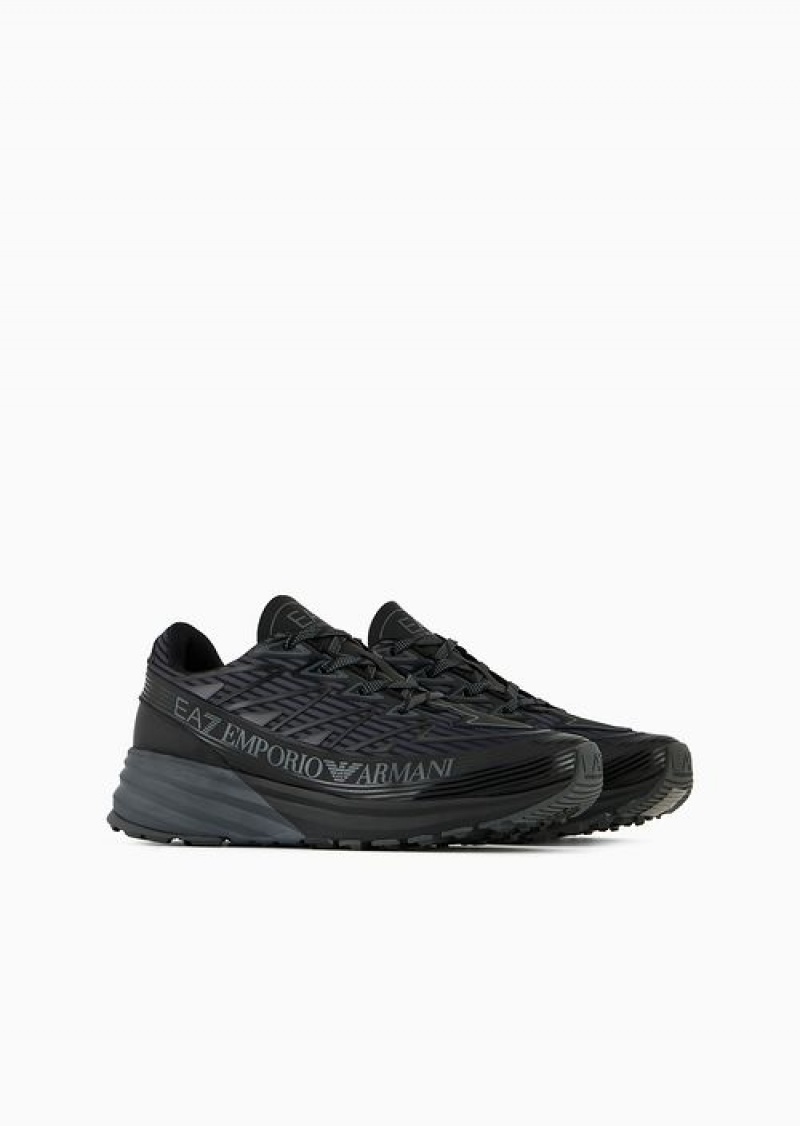 Black 1 Emporio Armani Crusher Distance Trail Sneakers | EA7-SN60115