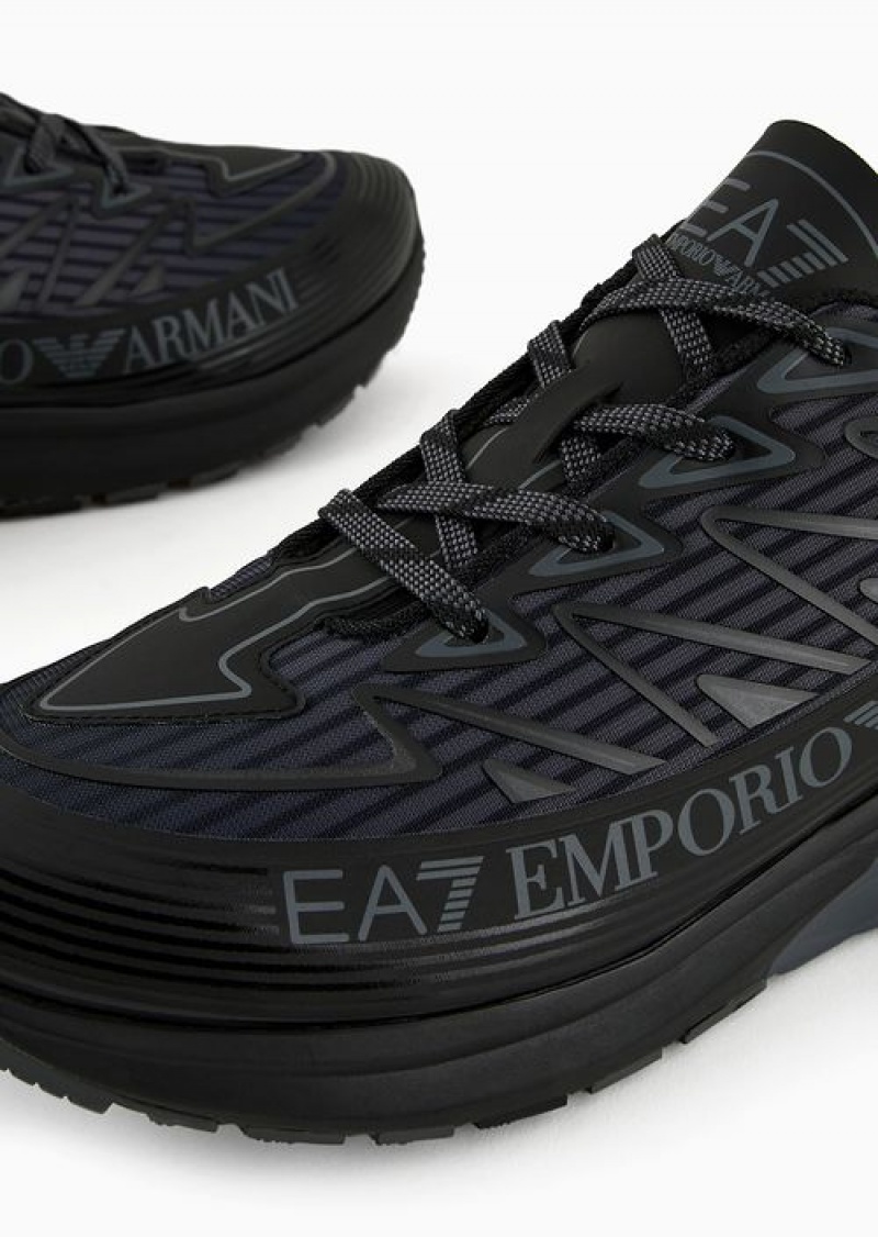 Black 1 Emporio Armani Crusher Distance Trail Sneakers | EA7-SN60115