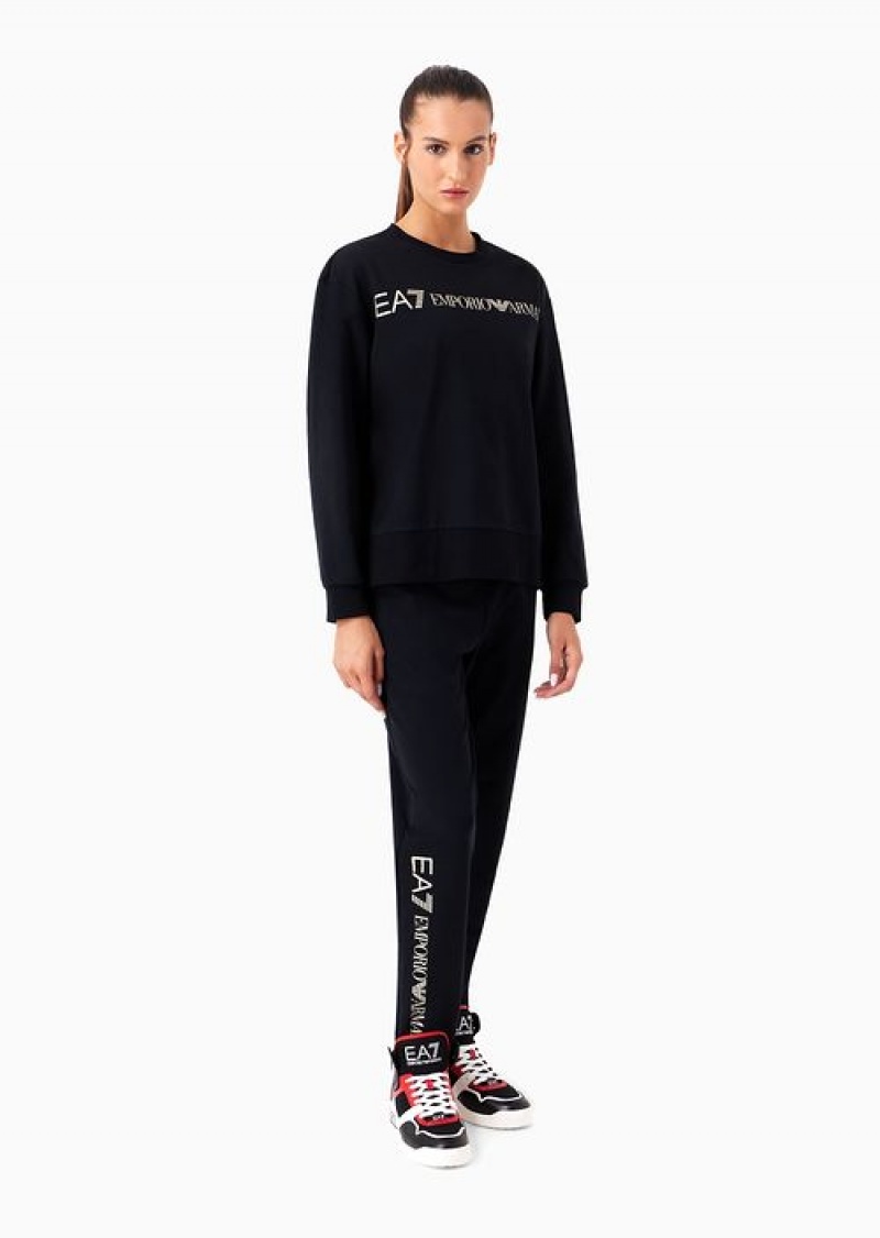 Black 1 Emporio Armani Stretch-cotton Tracksuit With Logo | EA7-SN59616