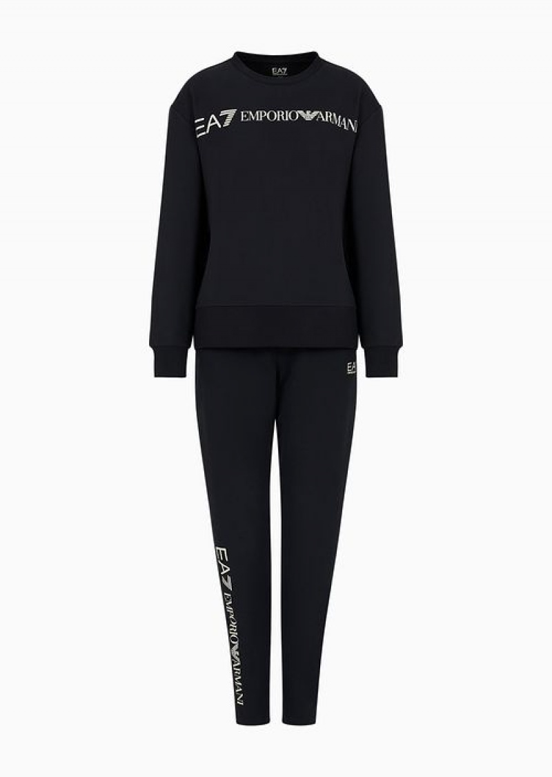 Black 1 Emporio Armani Stretch-cotton Tracksuit With Logo | EA7-SN59616