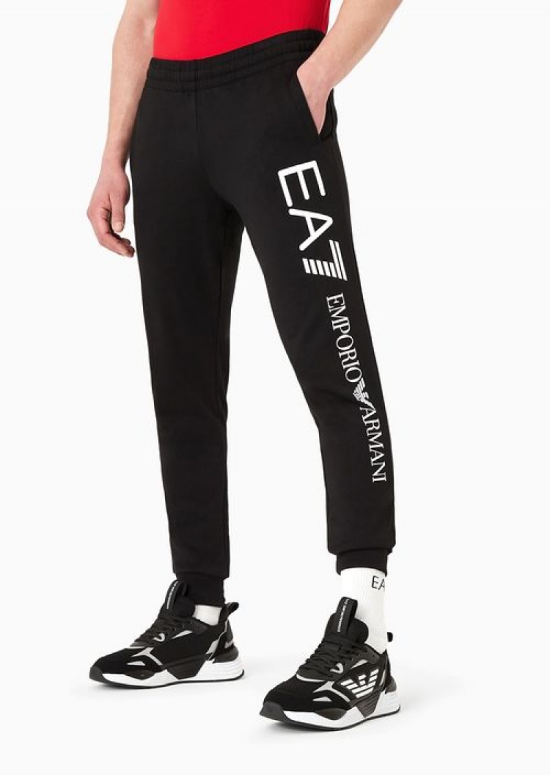 Black 8 Emporio Armani Logo Series Cotton Joggers | EA7-SN59839