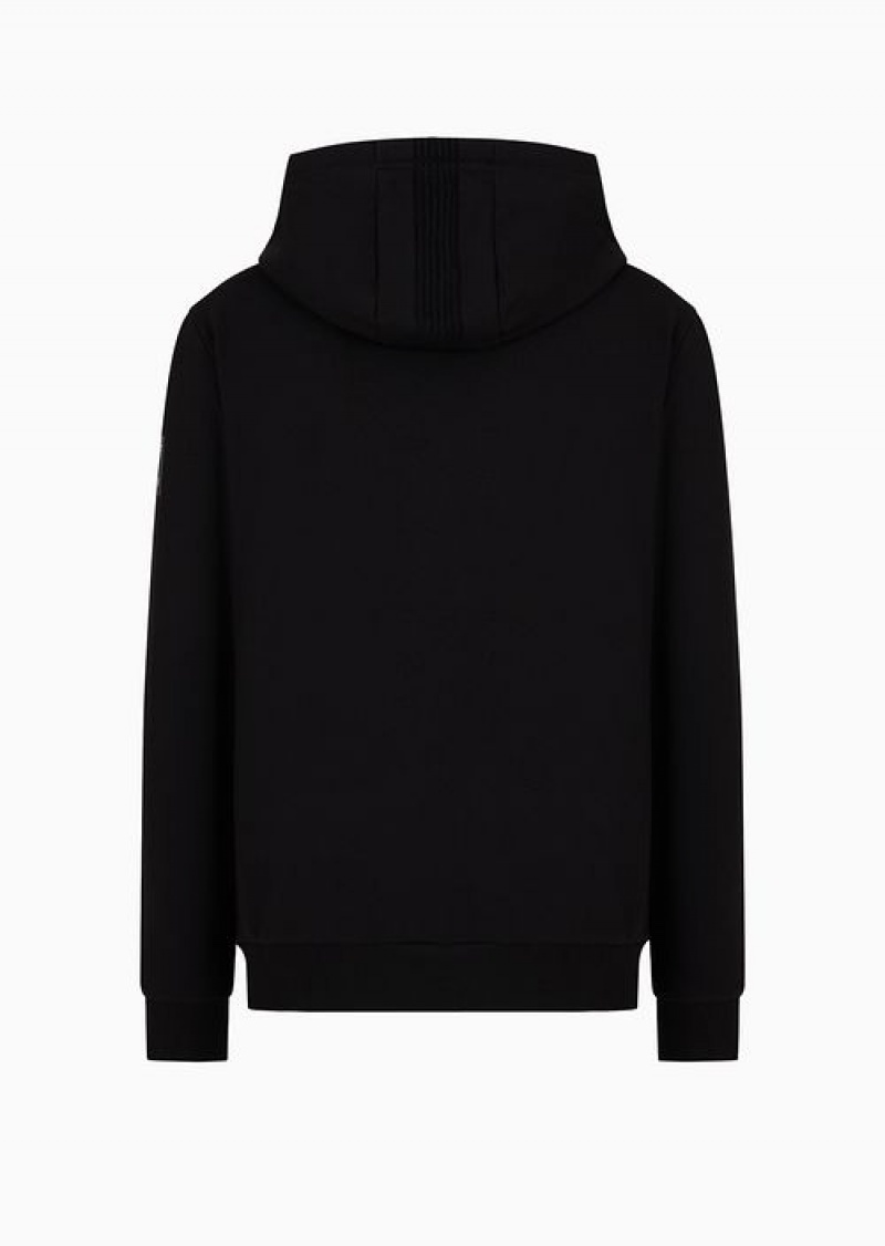 Black Emporio Armani 7 Lines Organic Cotton-blend Hooded Sweatshirt Asv | EA7-SN60004