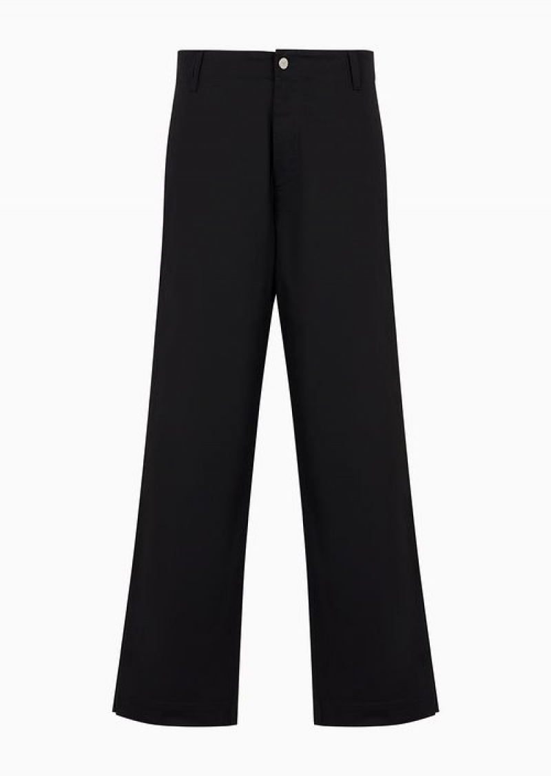 Black Emporio Armani Armani Sustainability Values Capsule Organic Gabardine Chinos | EA-SN58345