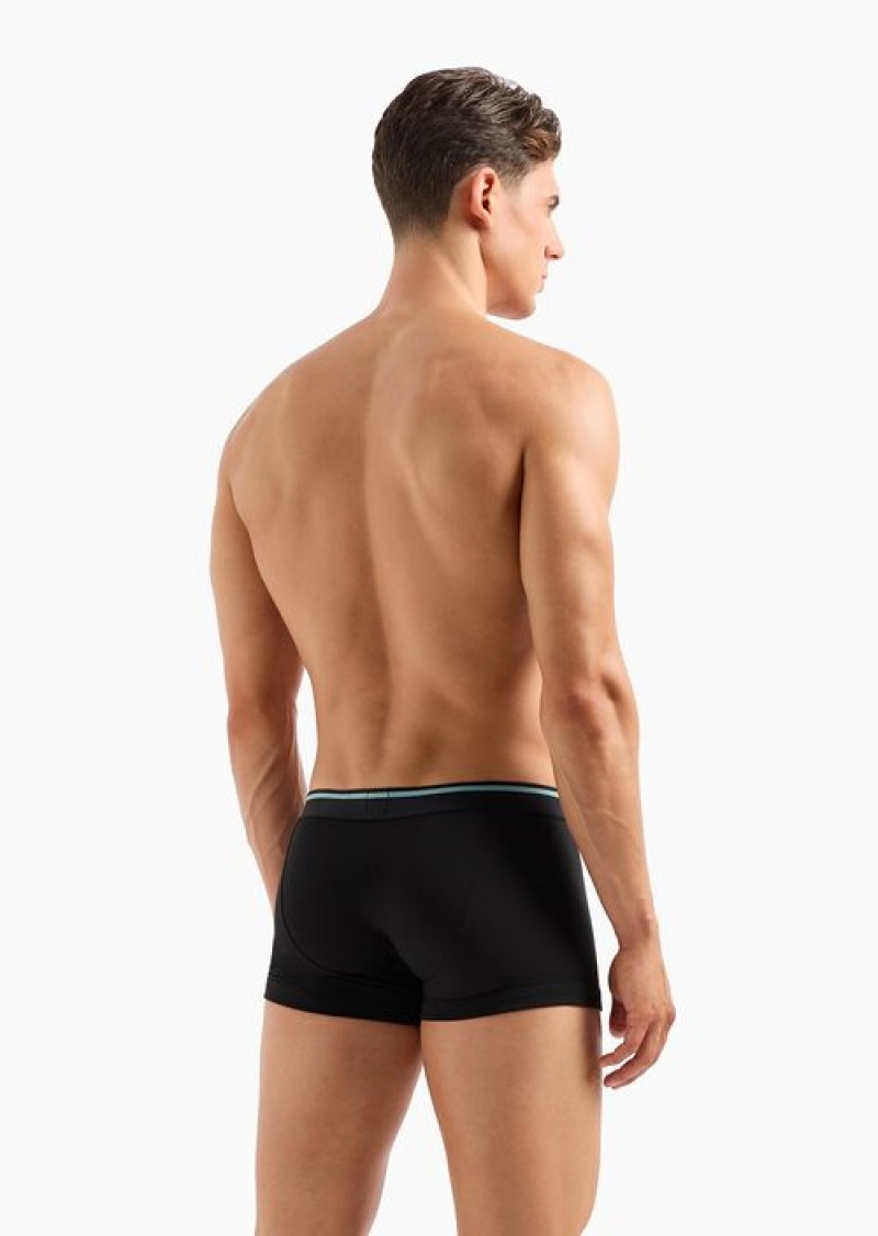 Black Emporio Armani Armani Sustainability Values Underlined Logo Organic-cotton Boxer Briefs | EA-SN58782