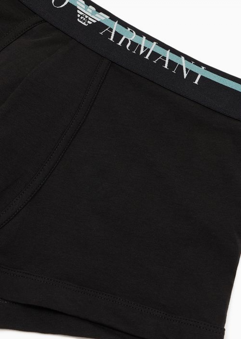 Black Emporio Armani Armani Sustainability Values Underlined Logo Organic-cotton Boxer Briefs | EA-SN58782