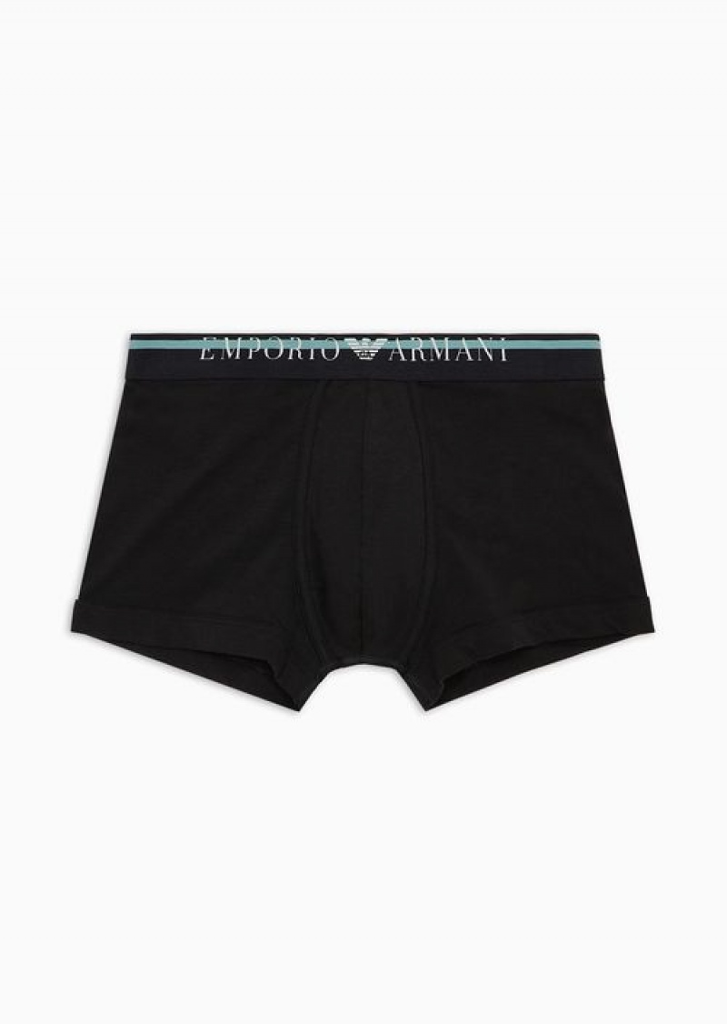 Black Emporio Armani Armani Sustainability Values Underlined Logo Organic-cotton Boxer Briefs | EA-SN58782