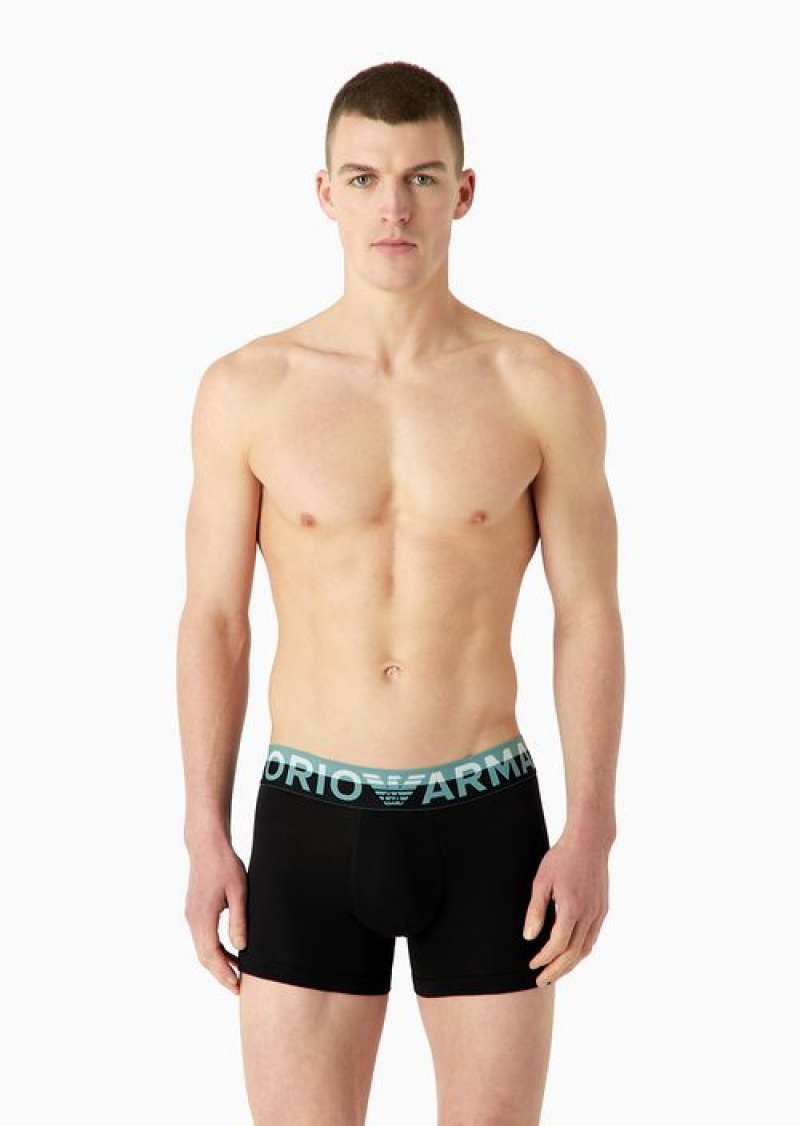 Black Emporio Armani Armani Sustainability Values Megalogo Organic-cotton Boxer Briefs | EA-SN58783